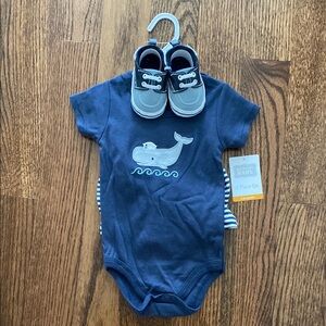 Navy Blue Whale Three Piece Set